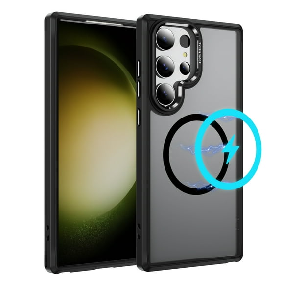 Dteck for Samsung Galaxy S25 Ultra Case with Magnetic, Compatible with MagSafe, Military Drop Protection Slim Translucent Matte Shockproof with Anti-Fingerprint Phone Case,Black