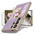 thumbnail image 1 of Dteck for Samsung Galaxy S25 Ultra Case with Screen Protector, Built-in 360° Rotation Ring Holder Magnetic Stand, Luxury Shiny Plating Edge Shockproof Electroplated Protective Cover,Purple, 1 of 7