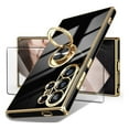 thumbnail image 1 of Dteck for Samsung Galaxy S25 Ultra Case with Screen Protector, Built-in 360° Rotation Ring Holder Magnetic Stand, Luxury Shiny Plating Edge Shockproof Electroplated Protective Cover,Black, 1 of 7