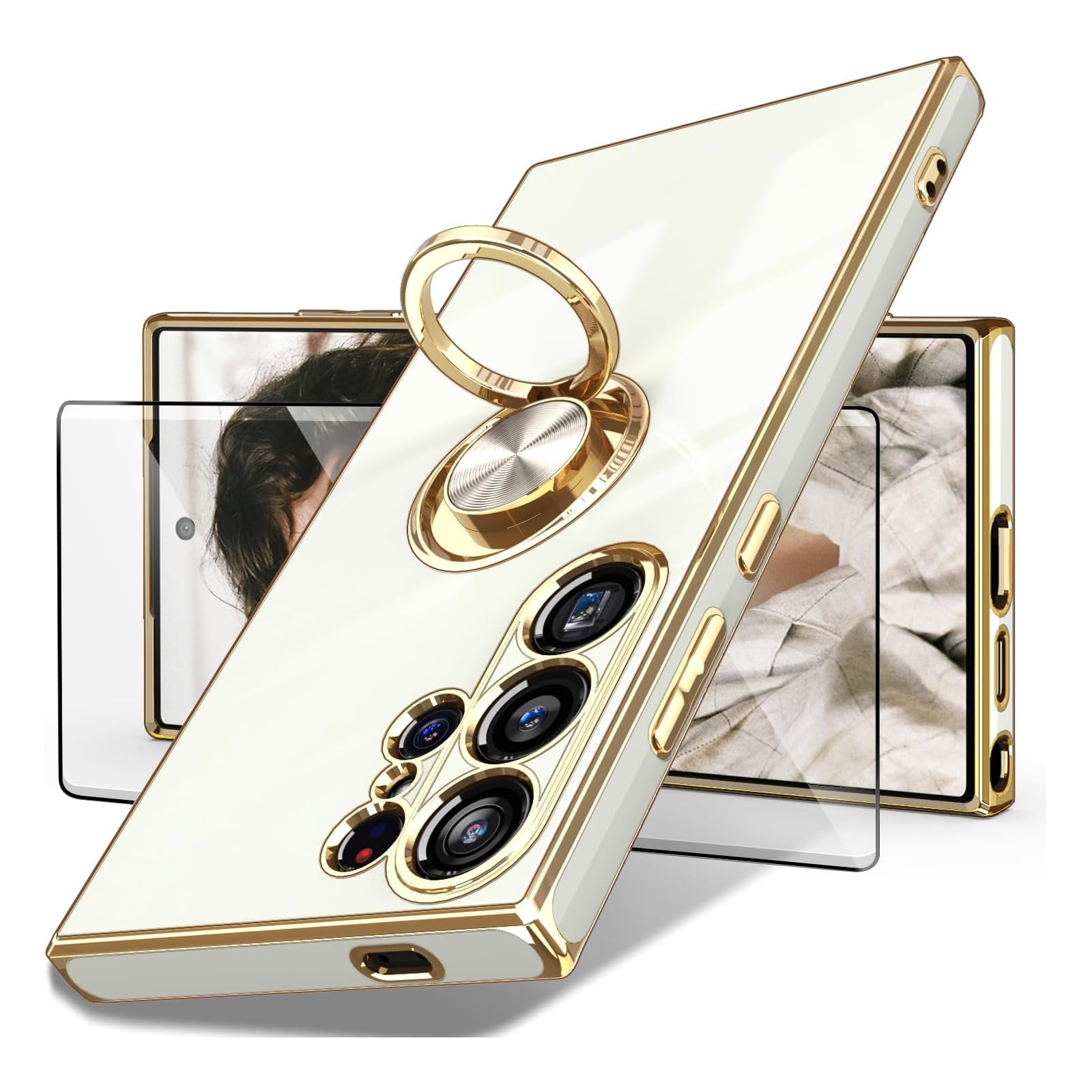 For Galaxy S21 Case,with Screen Protector, Built-in 360° Rotation Ring Holder - View #5