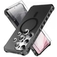 thumbnail image 1 of Dteck for Samsung Galaxy S25 Ultra Case with Screen Protector Camera Lens Protector, Compatible with MagSafe, Non-Yellowing Drop Protection Frosted Translucent Full Body Cover for S25 Ultra,Black, 1 of 8