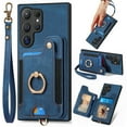thumbnail image 1 of Dteck for Samsung Galaxy S25 Ultra Case Wallet with Card Holder, RFID Blocking PU Leather Protective Case with Ring Holder Stand Wrist Strap for Samsung Galaxy S25 Ultra 6.9 Inch 2025,Blue, 1 of 7