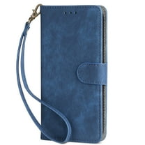 Dteck for Samsung Galaxy S25 Ultra Case Wallet with RFID Blocking Credit Card Holder Matte PU Leather Folio Flip Stand Phone Case with Wrist Strap for Samsung Galaxy S25 Ultra 2025,Blue