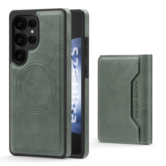 Dteck for Samsung Galaxy S25 Ultra Detachable Wallet Card PU Leather Magnetic Flip Cover RFID Blocking Card Holder Stand Compatible with Magsafe Accessory Phone Case, Green