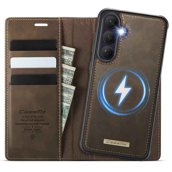 Dteck for Samsung Galaxy S26 Detachable Wallet Case with Card Holder, 2 in 1 PU Leather Flip Folio with RFID Blocking Stand Shockproof Phone Cover,Coffee