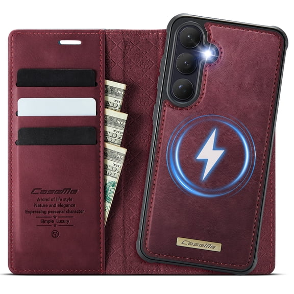 Dteck for Samsung Galaxy S26+ /S26 Plus Detachable Wallet Case with Card Holder, 2 in 1 PU Leather Flip Folio with RFID Blocking Stand Shockproof Phone Cover 6.7",Red