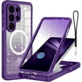 thumbnail image 1 of Dteck Magnetic Shockproof Glitter Clear Phone Case with Built-in Screen Protector For Samsung Galaxy S26 Ultra, Purple, 1 of 7