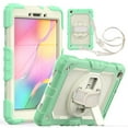 thumbnail image 1 of Dteck Samsung Galaxy Tab A 8.0 2019 Case with Built-in Screen Protector, Hybrid Rugged Full Body Shockproof Case 360 Degree Rotating Stand Cover +Adjustable Hand Strap/Shoulder Strap,Green, 1 of 7