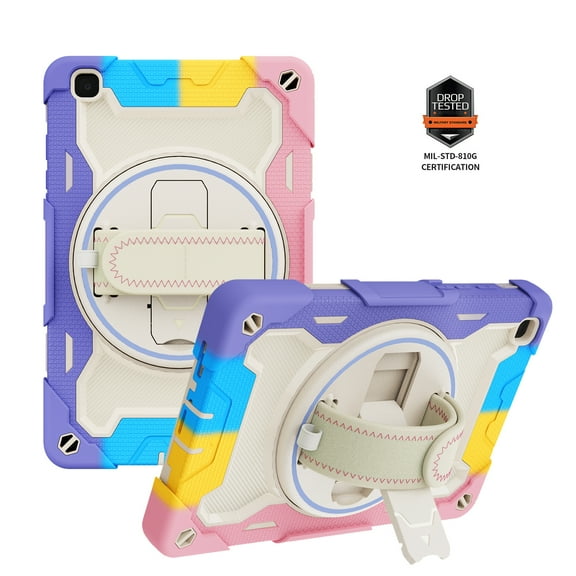 Dteck for Samsung Galaxy Tab A 8.0 Case 2019 SM-T290/ T295/ T297, Full-body Drop-proof Protection Sturdy Case with Swivel Stand /Hand Strap Case for Kids Students,Pink