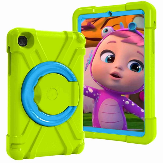 Dteck For Samsung Galaxy Tab A 8.4 2020 SM-T307/T307U Heavy Duty Dual Layer Rugged Hybrid Shockproof Case With 360 Rotating Kickstand Handle Cover, Grass Green+Blue