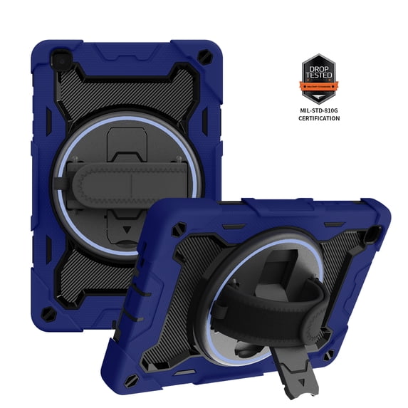 Dteck for Samsung Galaxy Tab A 8.0 Case 2019 SM-T290/ T295/ T297, Full-body Drop-proof Protection Sturdy Case with Swivel Stand /Hand Strap Case for Kids Students,Deep Blue