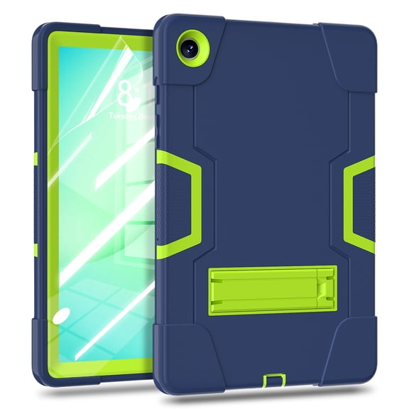 Dteck for Samsung Galaxy Tab A11 Plus / A11+ Case with Screen Protector Soft TPU Film, Rugged Full Body Protective Cover with Kickstand for Galaxy Tab A11+ 11 inch Tablet (SM-X230/X236B),Navy+Green