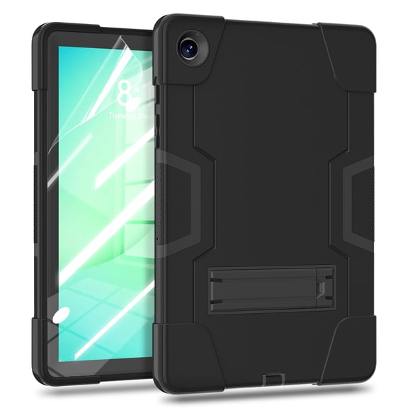 Dteck for Samsung Galaxy Tab A11 Plus / A11+ Case with Screen Protector Soft TPU Film, Rugged Full Body Protective Cover with Kickstand for Galaxy Tab A11+ 11 inch Tablet (SM-X230/X236B),Black