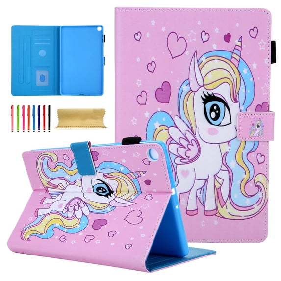 Dteck for Samsung Galaxy Tab A7 10.4'' 2020 Case (SM-T500/T505/T507) Model, Multi-Angle Viewing Smart Stand Back Cover with Card Slots,04# White Horse