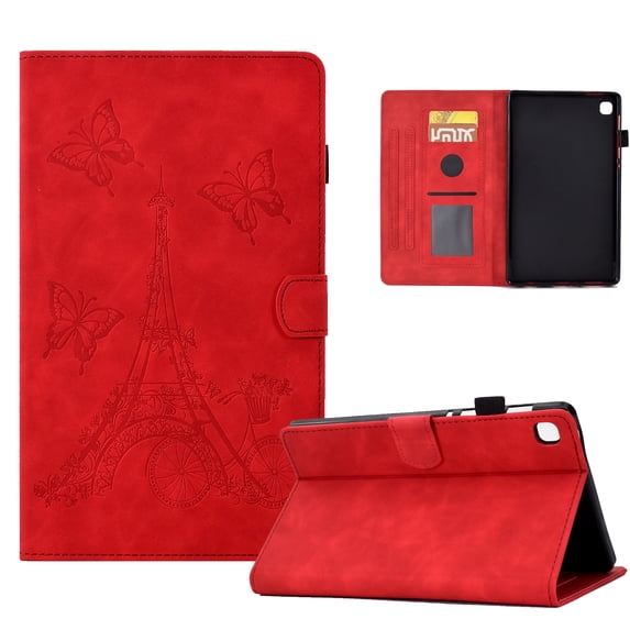Dteck for Samsung Galaxy Tab A7 10.4" 2020 Case T500/T505/T507 Flip Cover Embossed Lovely Tree PU Leather Wallet Card Slot Case with Pen Holder for Samsung Galaxy Tab A 2020 SM-T500/T505/T507,Red