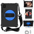 thumbnail image 1 of Dteck For Samsung Galaxy Tab A7 10.4" Case SM-T500 T505 (2020) Heavy Duty Shockproof With Pencil Holder Rotating Kickstand Hand/Shoulder Strap Cover, Black+Blue, 1 of 5