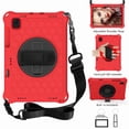 thumbnail image 1 of Dteck For Samsung Galaxy Tab A7 10.4" Case SM-T500 T505 (2020) Heavy Duty Shockproof With Pencil Holder Rotating Kickstand Hand/Shoulder Strap Cover, Red+Black, 1 of 5
