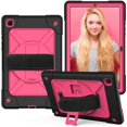 thumbnail image 1 of Dteck for Samsung Galaxy Tab A7 10.4" T500 T505 (2020 Released),Shockproof Three-Layer Multi-functional Case Heavy Duty Protector Rubber Hard Back Kickstand Hand Strap Cover,Black+Rose, 1 of 6