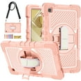 thumbnail image 1 of Dteck Samsung Galaxy Tab A7 Lite Case 8.7" w/ Screen Protector, 360 Rotating Hand Strap Stand Heavy Duty Shockproof Rugged Case w/ Shoulder Strap for Galaxy Tab A7 Lite SM-T220/T225/T227,Rosegold, 1 of 6