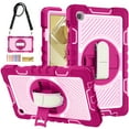 thumbnail image 1 of Dteck Samsung Galaxy Tab A7 Lite Case 8.7" w/ Screen Protector, 360 Rotating Hand Strap Stand Heavy Duty Shockproof Rugged Case w/ Shoulder Strap for Galaxy Tab A7 Lite SM-T220/T225/T227,Rose + Pink, 1 of 6