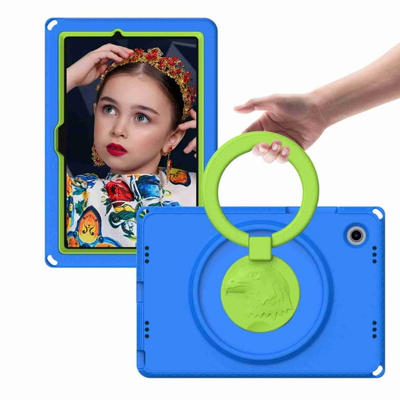 Dteck Samsung Galaxy Tab A8 Case 10.5 Inch 2022 SM-X200/X205/X207, EVA Shockproof Rotate Handle Folding Stand Heavy Duty Protective Cute Cover for Boys Girls, Blue