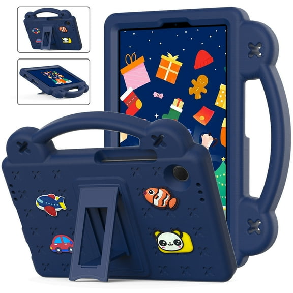 Dteck for Samsung Galaxy Tab A9 Case 2023, EVA Shockproof Tablet Cover with Handle Stand Pencil Holder DIY Accessories for Kids for Samsung Galaxy Tab A9 8.7 Inch, Navy Blue