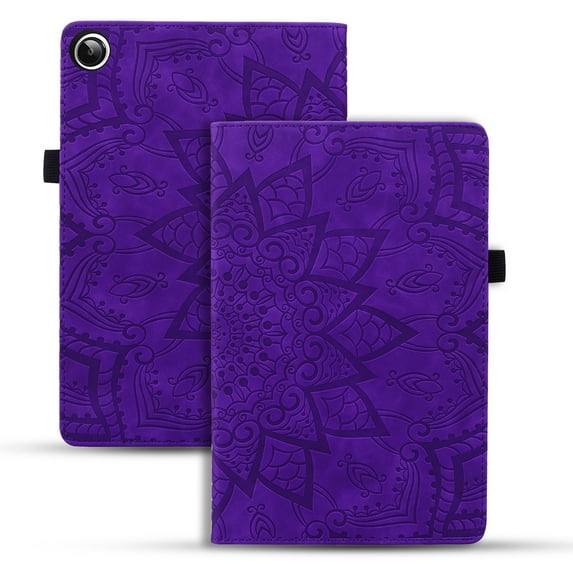 Dteck for Samsung Galaxy Tab A9 Case, PU Leather Stand Cover Embossed Butterfly Folio Case with Card Holder Elastic Band S Pen Holder for Galaxy Tab A9 8.7 Inch 2023 Tablet,Purple