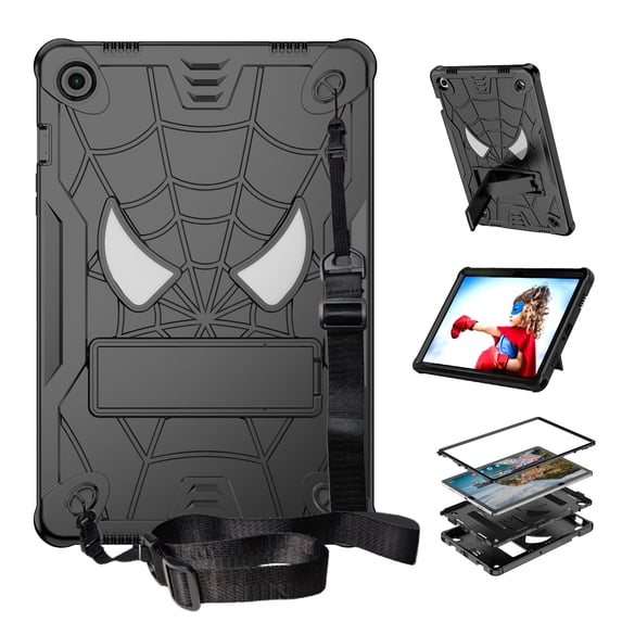 Dteck for Samsung Galaxy Tab A9+ Plus Case 11" 2023,Heavy Duty Shockproof Protective Case with Shoulder Strap,Built-in Kickstand Sturdy Rugged Galaxy A9 Plus Tablet Case SM-X210/X216/X218,Black