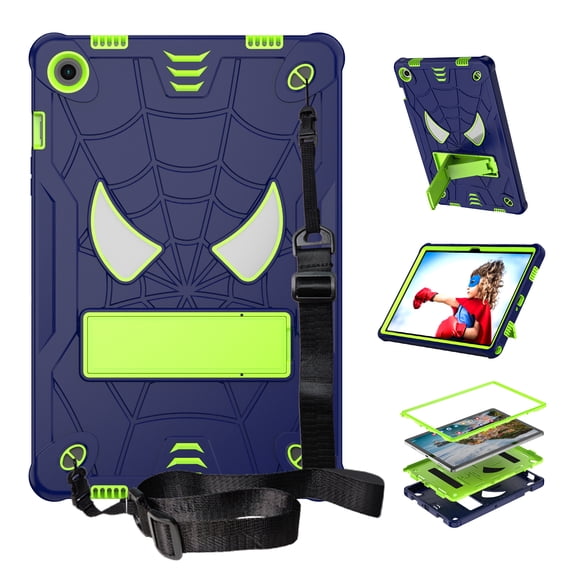 Dteck for Samsung Galaxy Tab A9+ Plus Case 11" 2023,Heavy Duty Shockproof Protective Case with Shoulder Strap,Built-in Kickstand Sturdy Rugged Galaxy A9 Plus Tablet Case SM-X210/X216/X218,Navy+Green