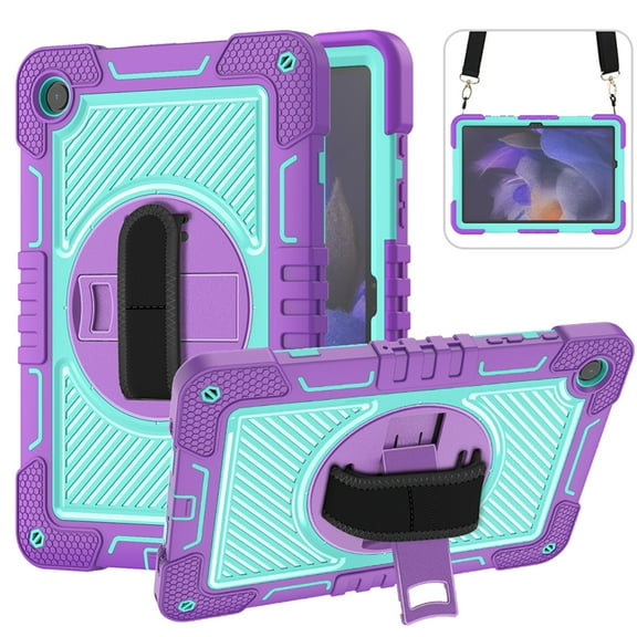 Dteck for Samsung Galaxy Tab A9 Plus Case 2023, Military Grade Shockproof Case with Hand/Shoulder Strap S-Pen Holder Roating Kickstand for Samsung Galaxy Tab A9 Plus 11 Inch,Purple + Mint