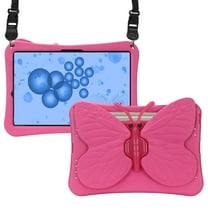Dteck for Samsung Galaxy Tab A9 Plus Case for Kids Girl, Galaxy Tab A9 11 inch 2023 Released with Butterfly Stand Shoulder Strap Shockproof Full Body Protective, Rose