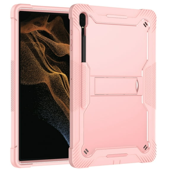 Dteck for Samsung Galaxy Tab S10 FE Plus Case with Kickstand, Heavy Duty Shockproof Rugged Case with S Pen Holder for Galaxy Tab S10 FE+ 13.1 inch SM-X620/X626B 2025,Rosegold