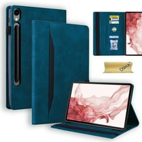 Dteck for Samsung Galaxy Tab S11 5G 11-Inch 2025 (SM-X730/SM-X736B), Premium PU Leather Business Folio Stand Cover with Credit Card Slots Holder Pocket, Multi-Angle Viewing Stand,Blue