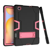 Dteck for Samsung Galaxy Tab S6 Lite Case 10.4 Inch 2022/2020 with Built-in Kickstand for Kids, Heavy Duty Hybrid Shockproof Case for Galaxy Tab S6 lite (SM-P610/P613/P615/P619),Black   Rose