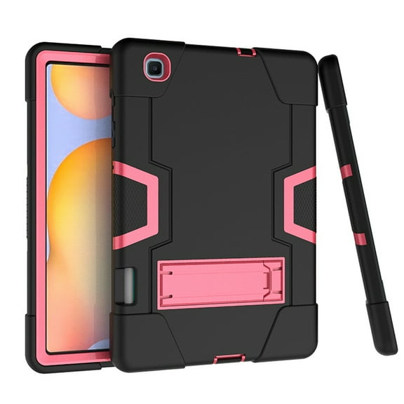 Dteck for Samsung Galaxy Tab S6 Lite Case 10.4 Inch 2022/2020 with Built-in Kickstand for Kids, Heavy Duty Hybrid Shockproof Case for Galaxy Tab S6 lite (SM-P610/P613/P615/P619),Black + Rose