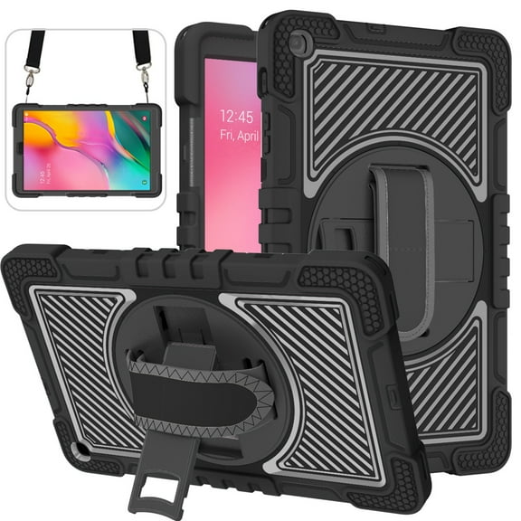 Dteck for Samsung Galaxy Tab S6 Lite case 10.4 Inch 2022/2020 with Rotating Hand Strap Stand/Shoulder Strap, Heavy Duty Shockproof Case for Galaxy Tab S6 Lite (SM-P610/P613/P615/P619),Black