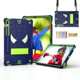 thumbnail image 1 of Dteck for Samsung Galaxy Tab S8 Plus / S7 FE 5G / S7 Plus 12.4 Inch Tablet Case, Heavy Duty Hybrid Shockproof Rugged Kids Case with Kickstand Crossbody Shoulder Strap,Navy+Green, 1 of 5
