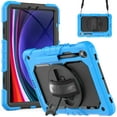 thumbnail image 1 of Dteck for Samsung Galaxy Tab S9 Case 11 Inch 2023 (SM-X710/X716B/X718U), Heavy Duty Shockproof Screen Protector Hard Rugged Cover with Kickstand, Crossbody Shoulder Strap, S Pen Holder,Lightblue, 1 of 7