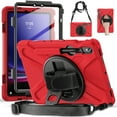 thumbnail image 1 of Dteck for Samsung Galaxy Tab S9 Case 2023, Heavy Duty Military Grade Drop-Proof Case for 11 Inch Galaxy Tab S9 FE/S9/S8/S7 with Rotating Stand Handle/Shoulder Strap Pencil Holder,Red, 1 of 10