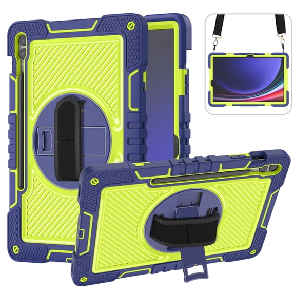 Dteck for Samsung Galaxy Tab S9 FE+ 5G Case / Tab S9 Plus Case 12.4" 2023 With Pencil Holder, 360 Rotating Hand Strap & Stand Drop-Proof Case for Galaxy Tab S9 FE Plus/S9 12.4",Navy Green