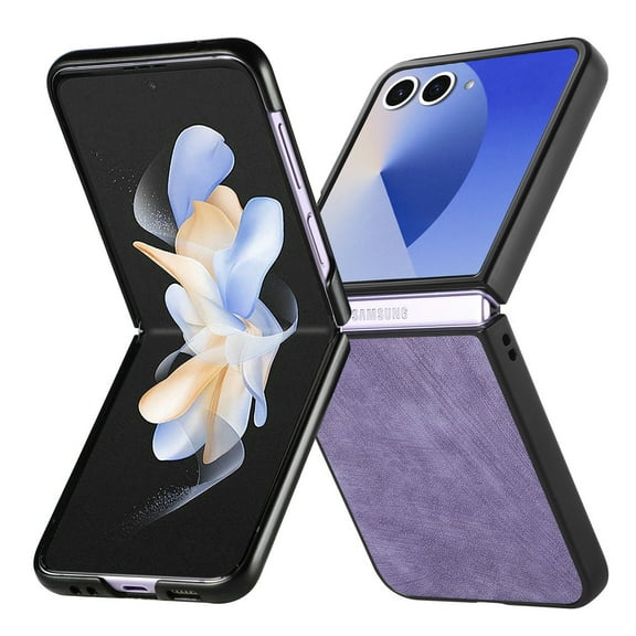 Dteck for Samsung Galaxy Z Flip 3 5G Case, Retro PU Leather Ultra Thin Slim Durable Shockproof Protective Phone Cover for Samsung Galaxy Z Flip3, Purple
