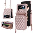 thumbnail image 1 of Dteck for Samsung Galaxy Z Flip 3 Case with Card Holder RFID Blocking,Crossbody Wallet Case for Z Flip3 with Adjustable Strap, Zipper Purse Leather Handbag Case Compatible with Galaxy Z Flip3,Rosegold, 1 of 6
