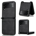 thumbnail image 1 of Dteck for Samsung Galaxy Z Flip 3 Case, Wallet PC Hard Shockproof Back Cover for Galaxy Z Flip 3 Leather Phone Case, for Galaxy zFlip3 5G 2021 Protective Cover Shell Slim Durable,Black, 1 of 7