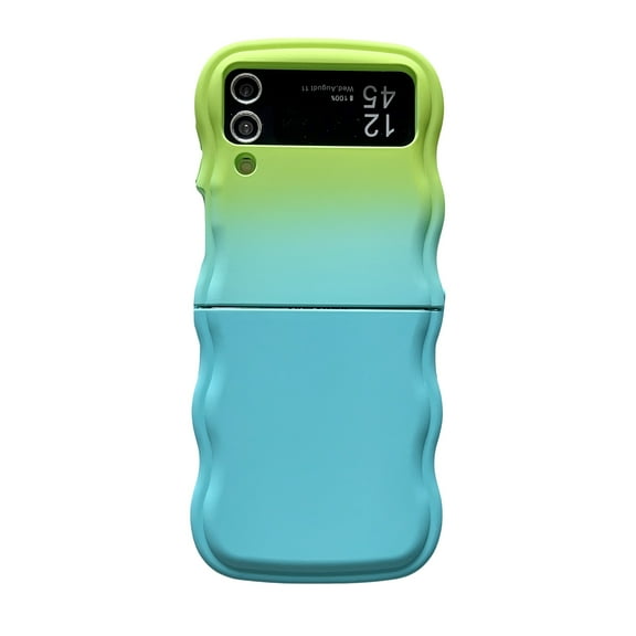 Dteck for Samsung Galaxy Z Flip 3 Phone Case, Cute Gradient Color Curly Wave Frame Camera Lens Cover Protective Shockproof Bumper Soft Silicone Phone Cover, A