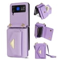 thumbnail image 1 of Dteck for Samsung Galaxy Z Flip 3 Wallet Case with Card Holder, Crossbody Wallet Leather Handbag with Detachable Lanyard Magnetic Flip Case for Galaxy Z Flip3 5G,Purple, 1 of 7