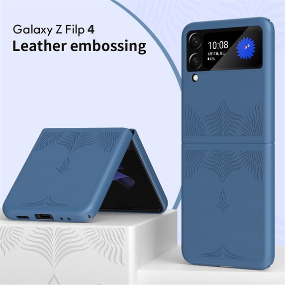 Dteck for Samsung Galaxy Z Flip 4 5G Case, Flip4 Cover, PU Leather Shockproof Anti-Scratch Anti-Fingerprint Slim Lightweight Non-Slip Hard PC Cover Case for Samsung Z Flip 4 (6.7 inch 2022), Royalblue