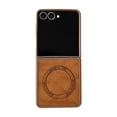 thumbnail image 1 of Dteck for Samsung Galaxy Z Flip 4 5G Case, Magnetic Compatible with MagSafe Accessory Shockproof PU Leather + Soft TPU Shell Ultra Thin Slim Anti-Scratch Protective Case, Brown, 1 of 3