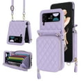 thumbnail image 1 of Dteck for Samsung Galaxy Z Flip 4 Case with Card Holder RFID Blocking, Crossbody Wallet Case for Z Flip4 with Adjustable Strap, Zipper Purse Leather Handbag Case Compatible with Galaxy Z Flip4,Purple, 1 of 6