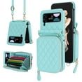thumbnail image 1 of Dteck for Samsung Galaxy Z Flip 4 Case with Card Holder RFID Blocking, Crossbody Wallet Case for Z Flip4 with Adjustable Strap, Zipper Purse Leather Handbag Case Compatible with Galaxy Z Flip4,Mint, 1 of 6