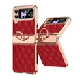 thumbnail image 1 of Dteck for Samsung Galaxy Z Flip 4 Case, Z Flip 4 Case with Ring Stand Hinge Protection PU Leather + Hard PC Shell Ultra Thin Slim Durable Protective Case for Samsung Galaxy Z Flip 4 5G 2022,Red, 1 of 9